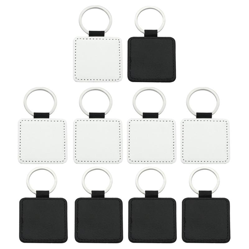 

Keychains 10Pcs Leather Blank Sublimation Heat Transfer MDF Kit Jewelry Making Drop