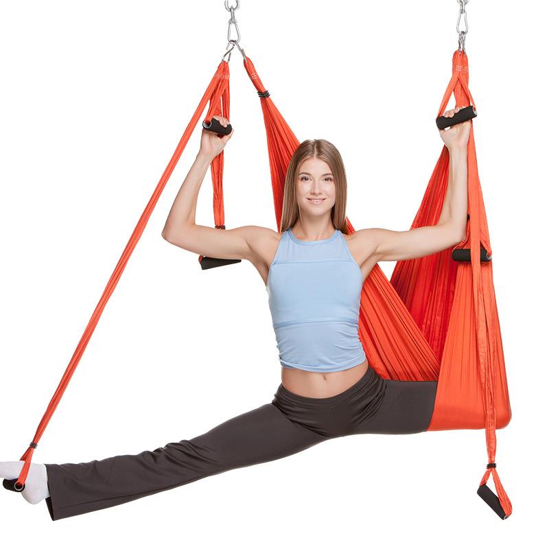 

Handles Anti-gravity Yoga Hammock Flying Swing Trapeze Aerial Inversion Exercises Device Home GYM Hanging Belt Resistance Bands