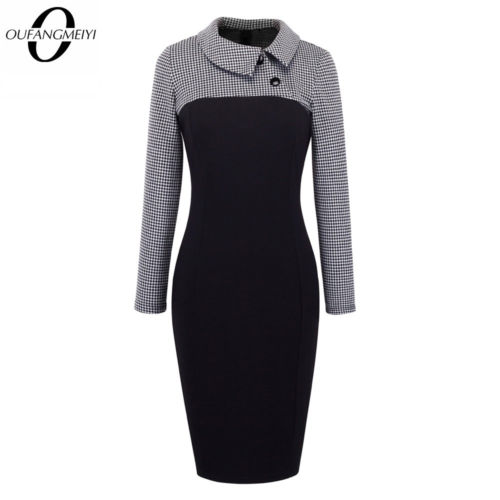 

Vintage Women Patchwork Pattern Plus Size Bodycon Elegant Office Ladies Charming Dress EB238, White short sleeve
