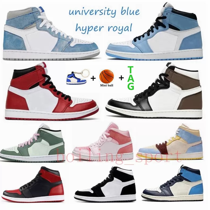 

2021 Hot Selling Jumpman Hyper royal 1 1s Basketball Shoes High OG University Blue UNC Melody Fearless Dark Mocha Valentines Day Trainers Sneakers, 10