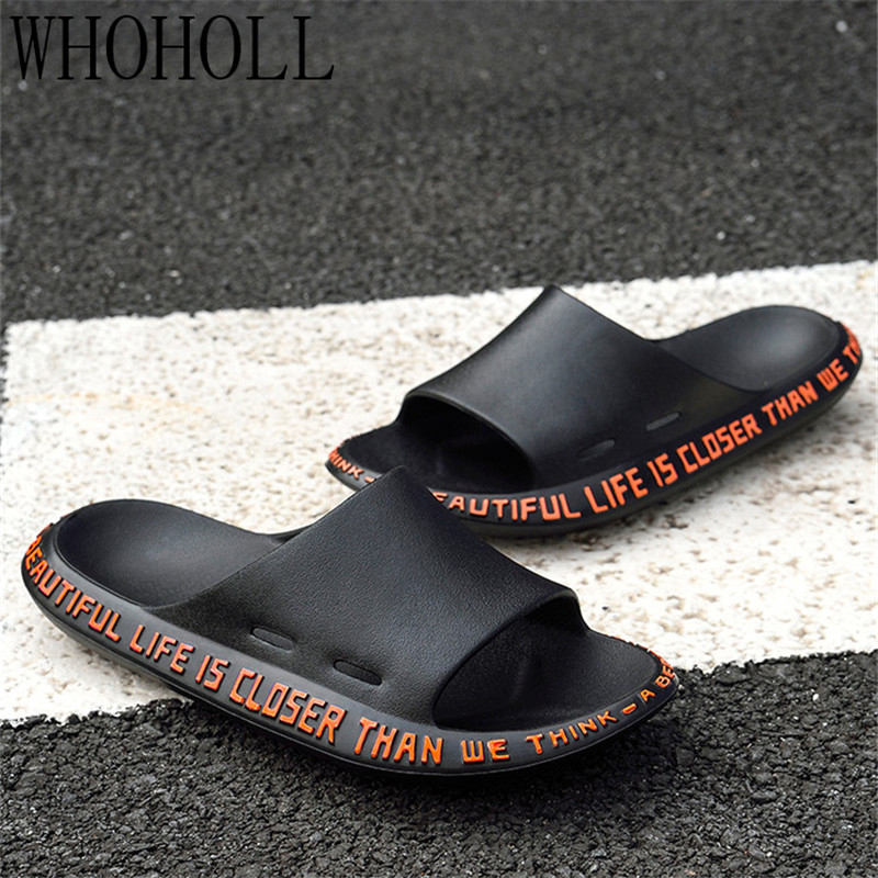 

2020 New Hot Summer Men Slippers Casual Black White Shoes Non-slip Slides Bathroom Sandals Soft Sole Women Slides Plus Size 47, Red