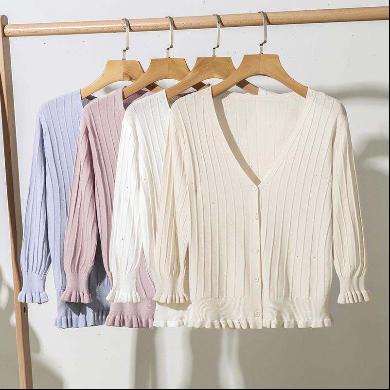 

short cardigan autumn summer women sweater thin coat outside sunscreen v neck clothing off shoulder sweaters, White;black