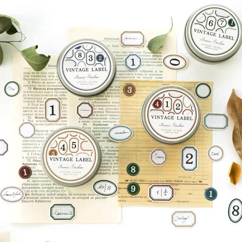 

Gift Wrap Vintage Retro Number Label Sticker Set For DIY Craft Po Card Making