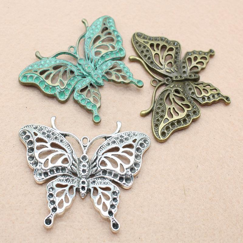 

Charms 3pcs Lovely Butterfly 49x60mm Tibetan Bronze Silver Color Pendants Antique Jewelry Making DIY Handmade Craft Pendant