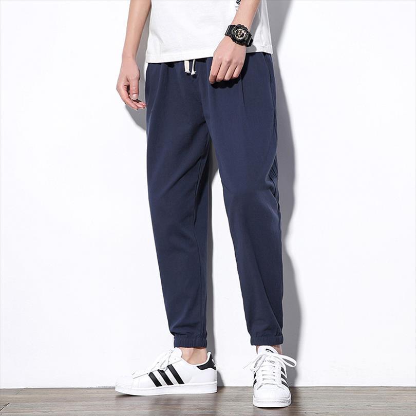 

casual streetwear cotton joggers solid women pant harem summer fitness ankle length trousers, Black