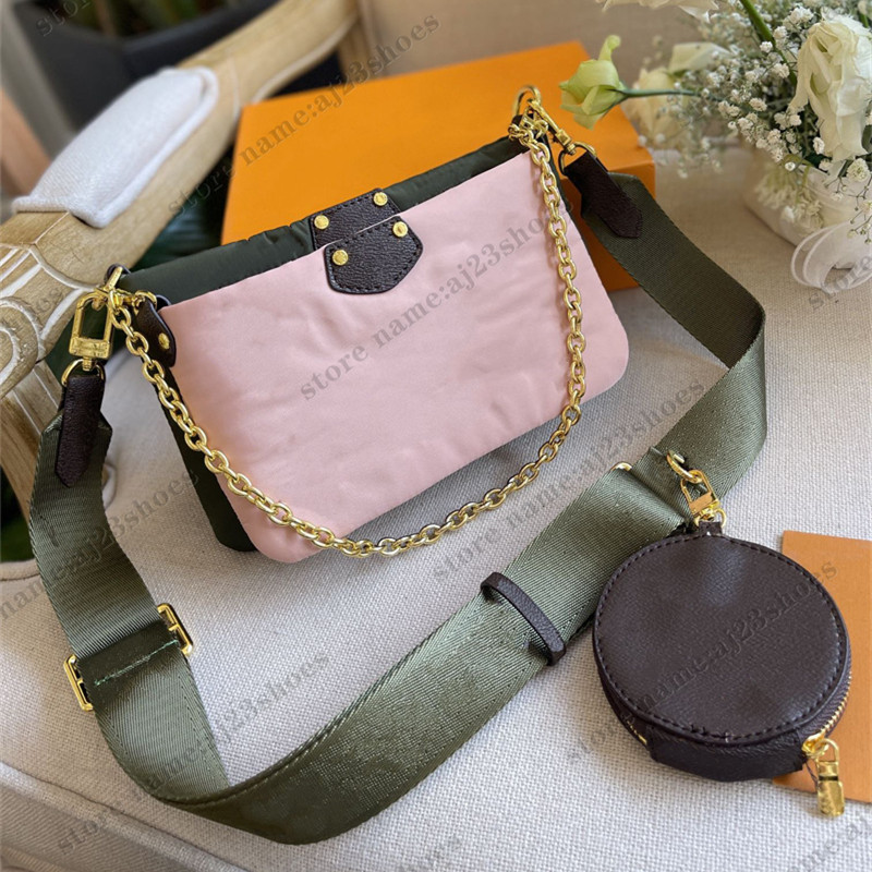 

Nylon Cross Body Bag Hybrid Maxi Multi Pochette Accessoires Handbag Round Coin Purse Clutch 3pcs designers Womens Handbags Purses M58977, 01