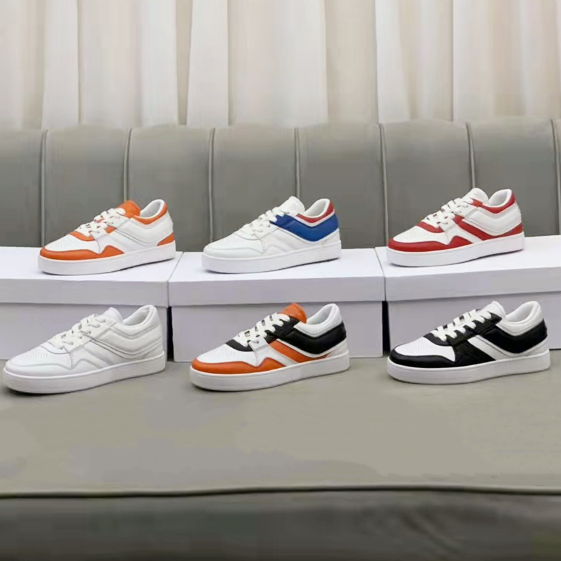 

Patchwork Leather Skateboard Sneakers - Designer Low-Cut Casuals for Men - White Flat Sole Shoe Ideal for Outdoors, Color1