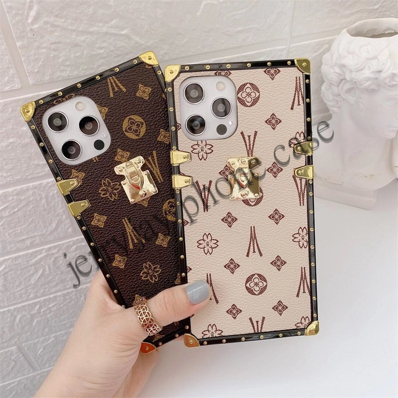 

Fashion Square Leather Phone Case For iPhone 11 12 Pro Max XS MAX XR 7 8Plus Luxury Geometric cover For Samsung S20 10 s9 note 20ultra Coque