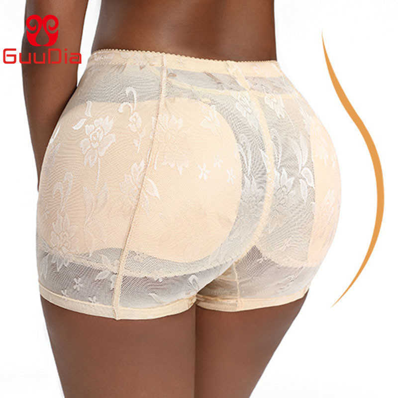 

GUUDIA Hip Enhancer Butt Lifter Women Body Shaper Padded Panties Lace Push Up Bodysuit Shapers Tummy Control Panties Shapewear 210708, Hole b