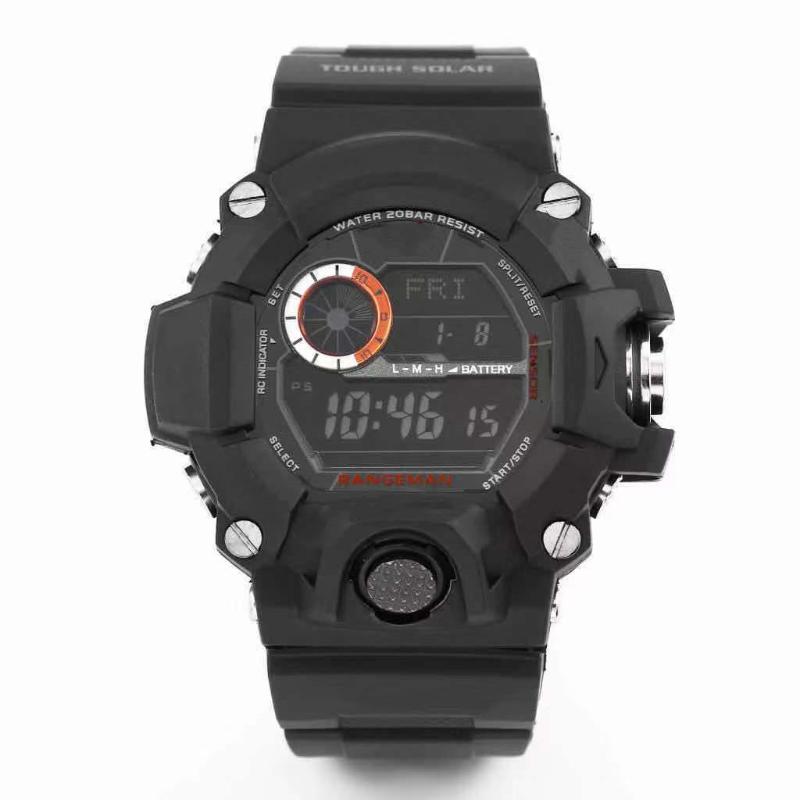 

Wristwatches Sports Quartz Digital Men's 900 Watch Solar LED Display World Time Waterproof Shockproof High Quality PU Band