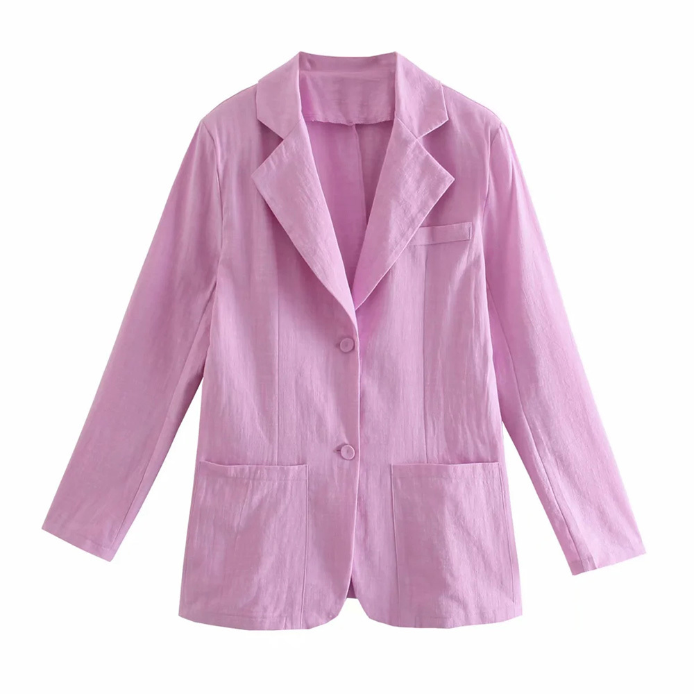 

BBWM Women Cool Blazer Summer Fashion Ladies Sexy Thin Cotton Jackets Elegant Female Chic Suits Casual Girls Cute Top 210520, Rose red