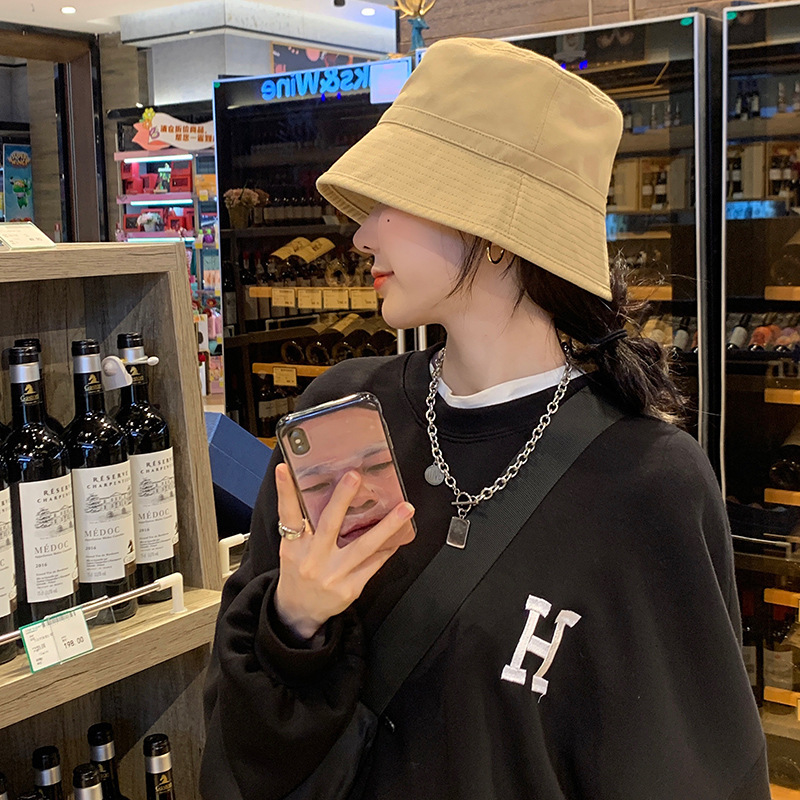 

New hat spring and summer thin pure color bucket basin hat women's Korean casual versatile fashion fisherman's hat, Gray