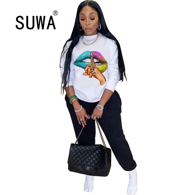 

Letter Pattern Print Activewear Two Piece Set Women' Costume Long Sleeve Pullover Jogger Pants Lounge Wear Oversize Outfits 210525, Multi