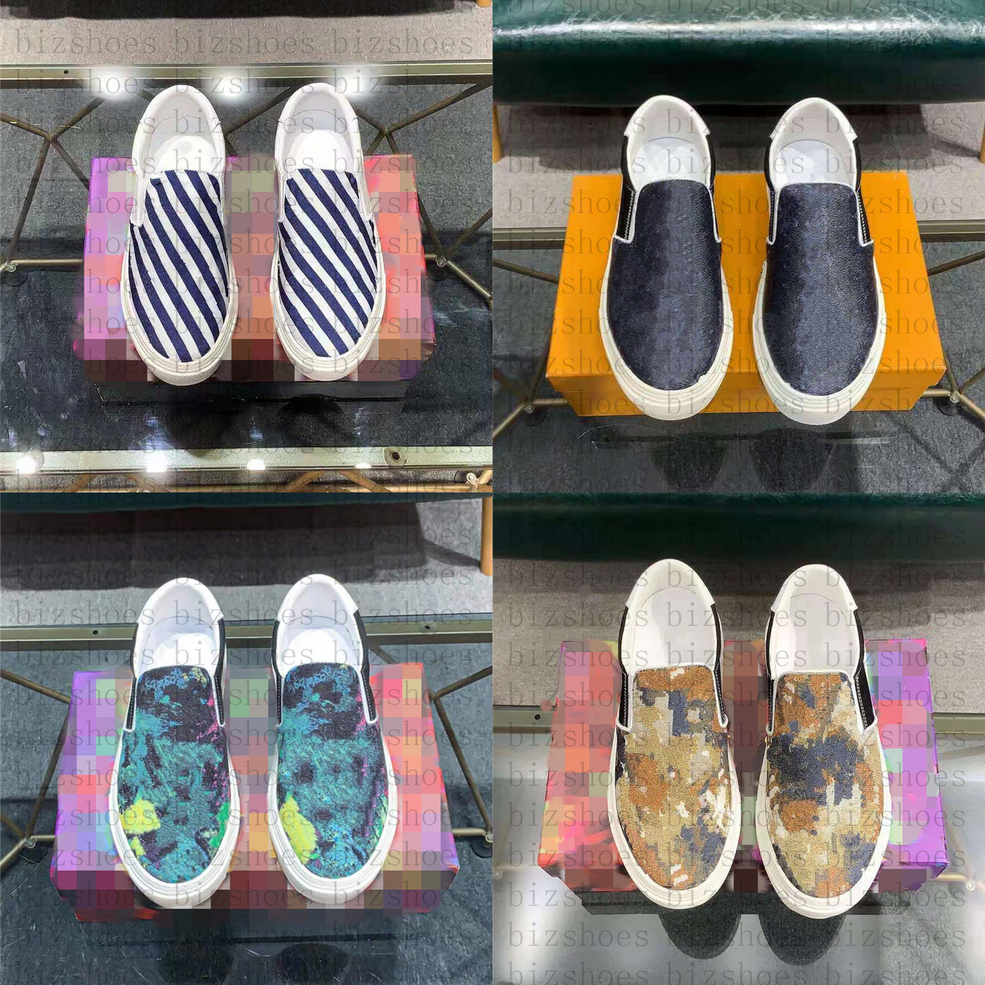 

Trocadero slip-on sneaker Ink Watercolor Luxurys Shoes Monograms blue denim tie dye Mens Designers Shoe, 02