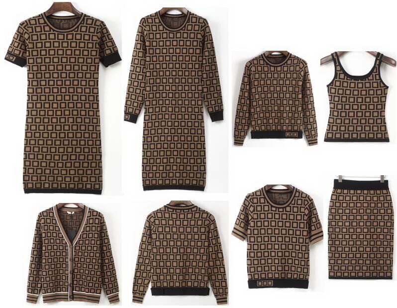 

Women Sweaters Woman Knits & Tees Longsleeve and Short sleeve Classical English Word Printing O-neck Cardigan Sweaters Pullover Long Dress Skirt Luxury Designer A, Silical gel