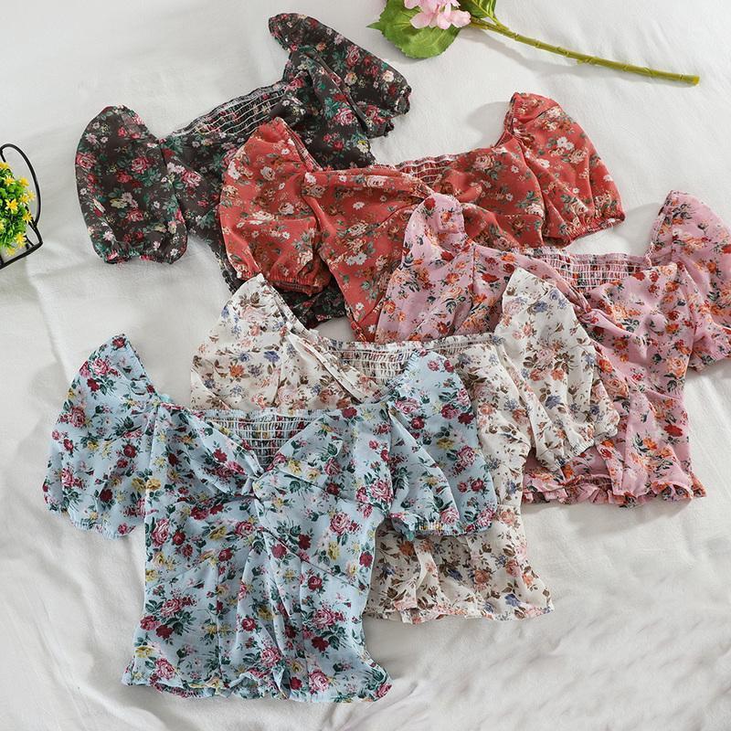 

Women's Blouses & Shirts 2021 Delivery Fast Printing Short-sleeved Short Version Beautiful Girl Good Quality Elastic Shirt Design Blouse F05, Black