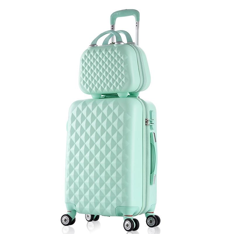 Suitcases Girls Cute Trolley Luggage Set ABS Hardside Travel Suitcase Bag On Wheels Women Spinner Rolling Cosmetic-image-703727491