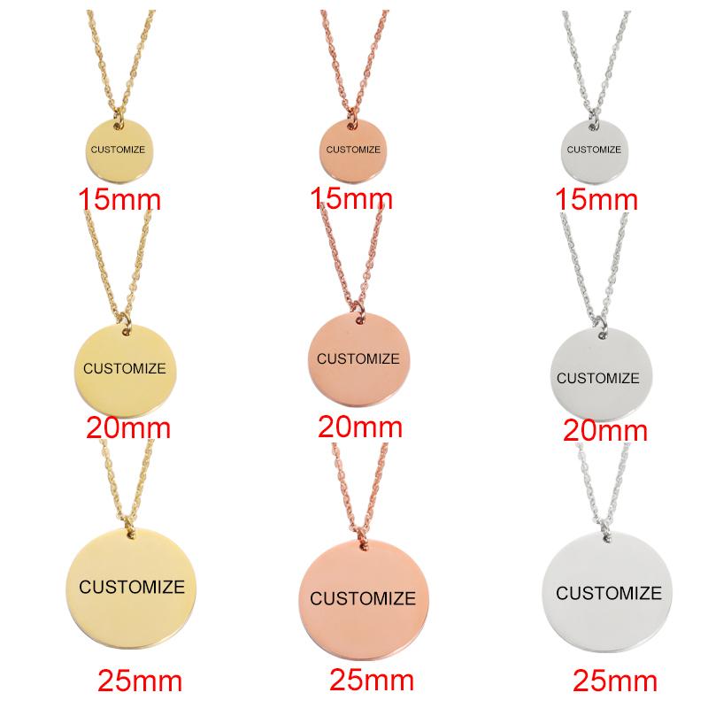 

Pendant Necklaces Fnixtar 20Pcs 15 20 25mm Laser Custom Name Text Logo Round Disc Necklace Stainless Steel Chain For Women's Mens