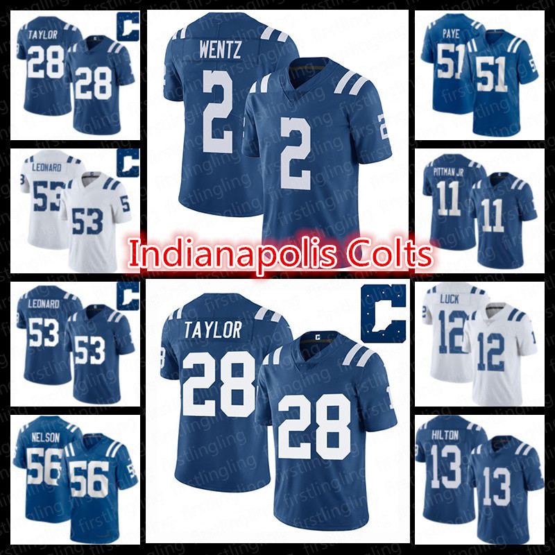 

28 Jonathan Taylor Jersey 53 Darius Leonard 99 DeForest Buckner Football Quenton Nelson Rodrigo Blankenship Carson Wentz Michael Pittman Jr T.Y. Hilton Nyheim Hines, Custom women jersey