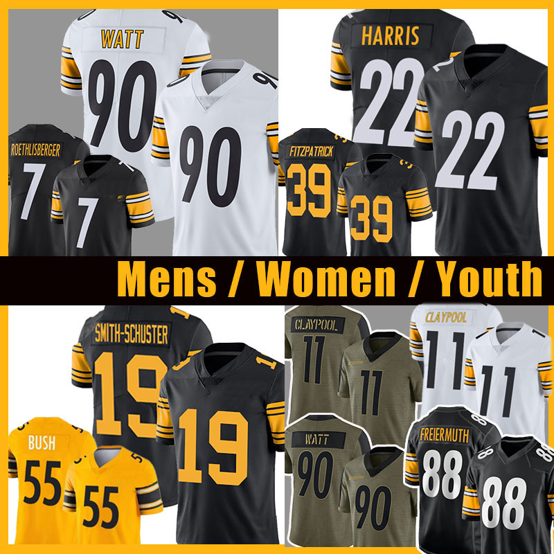 

22 Najee Harris Chase Claypool 88 Pat Freiermuth Jersey T.J. Watt Juju Smith-Schuster Football Ben Roethlisberger Troy Polamalu Cameron Heyward Fitzpatrick Bradshaw, 2021 women size s-xxl(gangren)