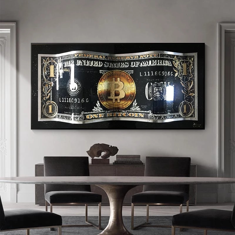 

Wall Art Gold Modern Popular Colorful Hundred Money Canvas Painting Quadro Street Art Abstract Poster Wall Picture Home Decor