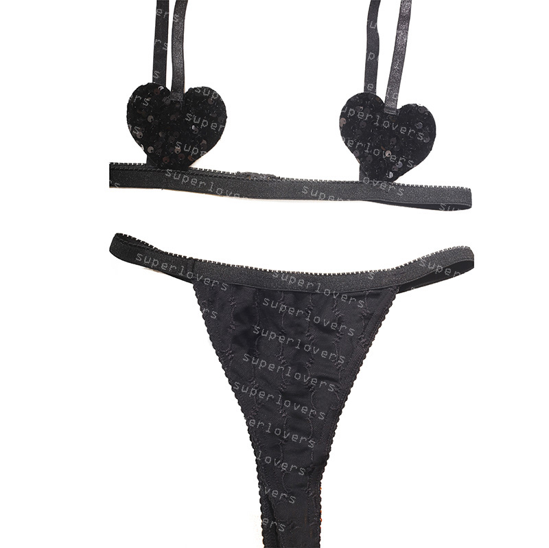 

Luxury Embroidered Underwear For Women Sexy Sequined SpasHG Pool Beach Bra Briefs Womens Tulle Lace Heart Lingerie Thongs