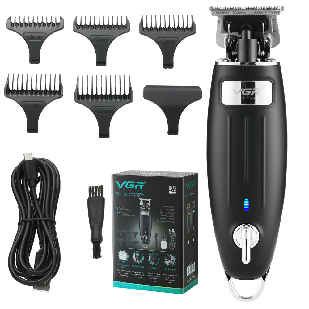 

VGR 0mm Oil Head Electric Hair Clipper USB Rechargeable Hair Clipperes Men Hair Trimmers Stainless steel Cutting Head Shaver