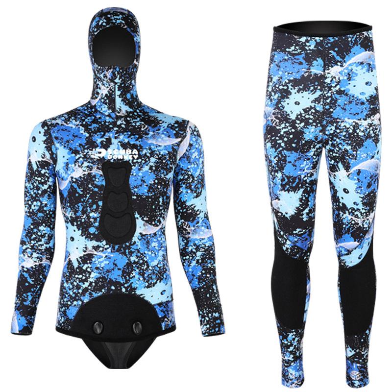 

Two Pieces Scuba Neoprene Under Water DivingSuit Spearfishing Hunting Wetsuit Hooded Surfing Bathing Warm Triathlon SwimSwer Two-piece Suits