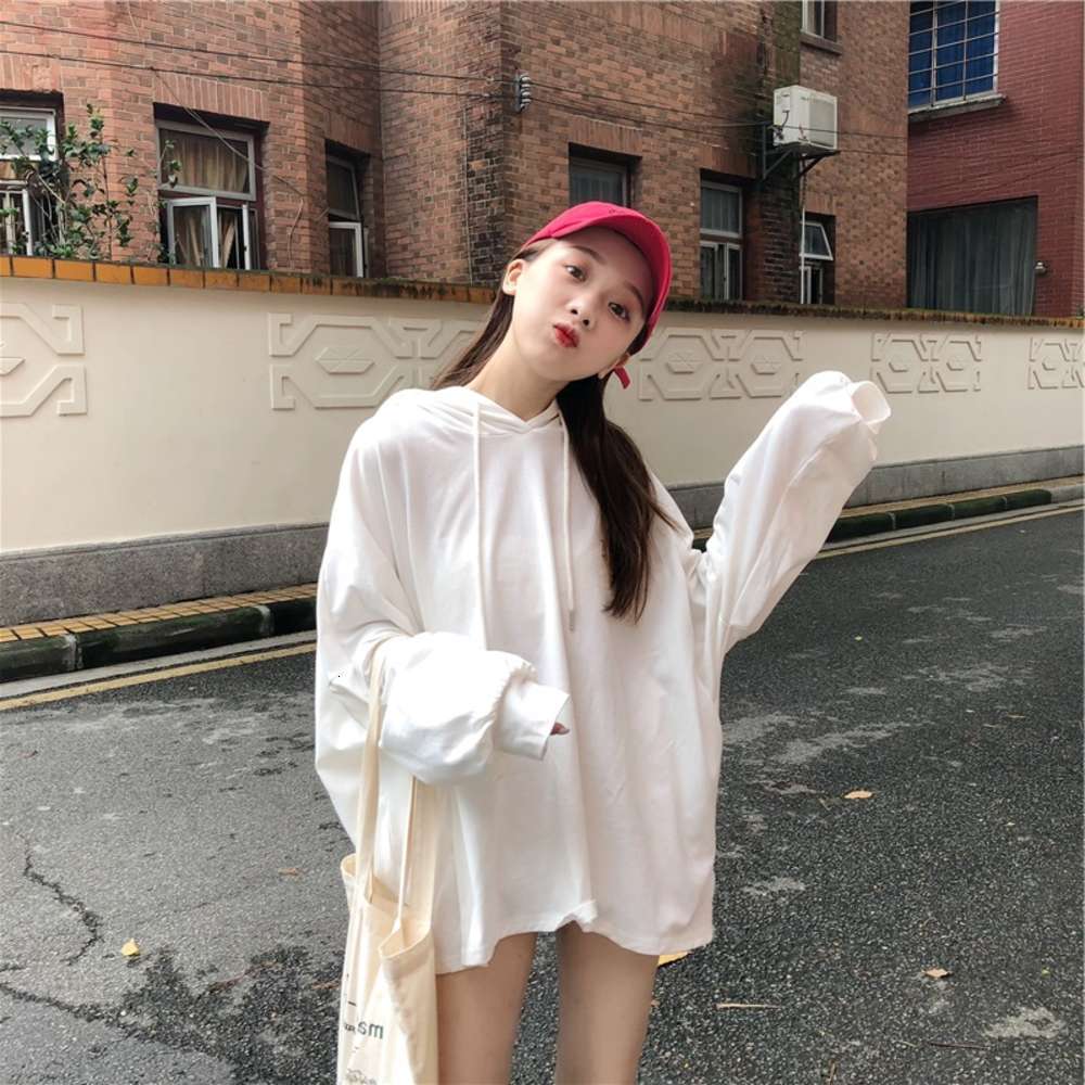 

Women's Hoodies & Sweatshirts hoodie Hooded sweater spring and autumn thin Korean ins tide lazy style BF student loose top coat SZL2, Black