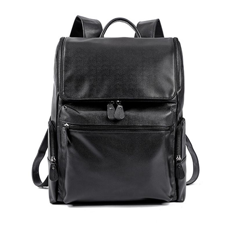 

Backpack 2021 Leather Men's Outdoor Leisure Large-capacity Travel First Layer Laptop, Black