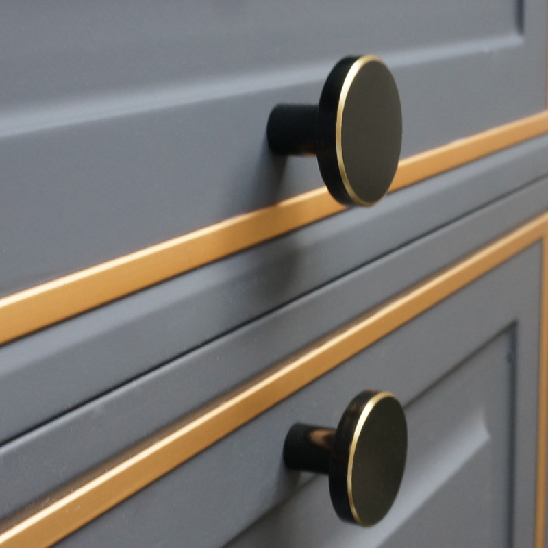 Modern Cabinet Cupboard Knobs Black Kitchen Drawer Dresser Pulls Handle Furniture Wardrobe Door Round Knob-image-730909983
