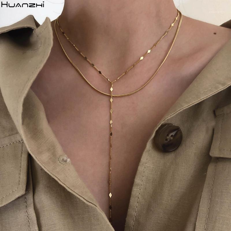 

Retro Metal Geometry Y-shaped Multi-layer Sweater Chain Necklaces Elegant For Women Girls Autumn Winter Jewelry Chains