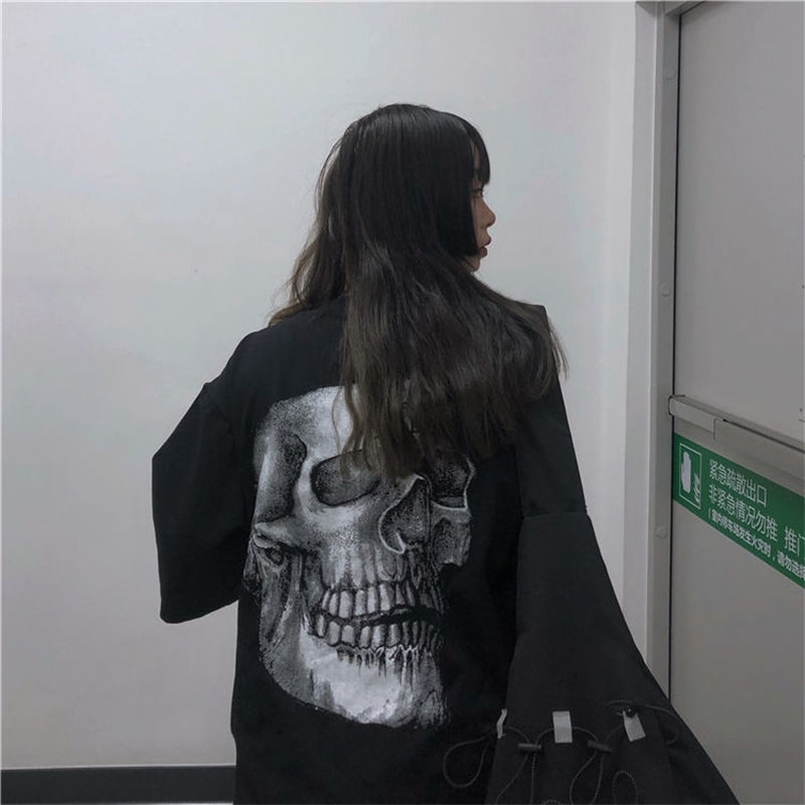

Skull Goth Tshirt Men Women Oversized Emo Punk Harajuku Summer Top Dark Aesthetic Fairy Grunge Alt Plus Size Alternative Clothes 210708, Black