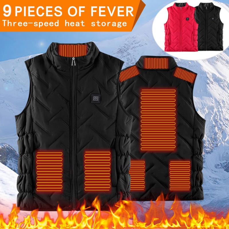 

Men's Vests 9 Places Heated Vest Men Women Usb Jacket Heating Thermal Clothing Hunting Winter Fashion Heat Black M-6xl, Black;white