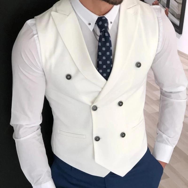 

Men's Vests Suit Vest White Tailored Collar Double Breasted Steampunk Clothing Plus Size For Groom Costumes Wedding Dress 2021, Black