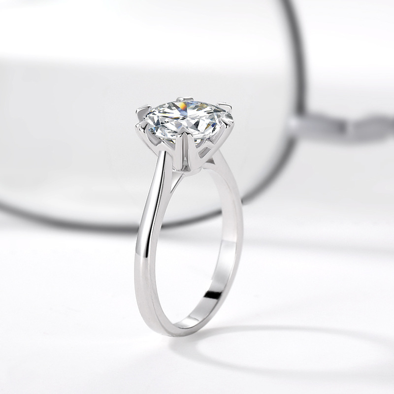 

PANASH Luxury Wedding Ring 100% Original 925 Sterling Silver 2ct 8mm Zirconia Diamond Rings For Women J-418