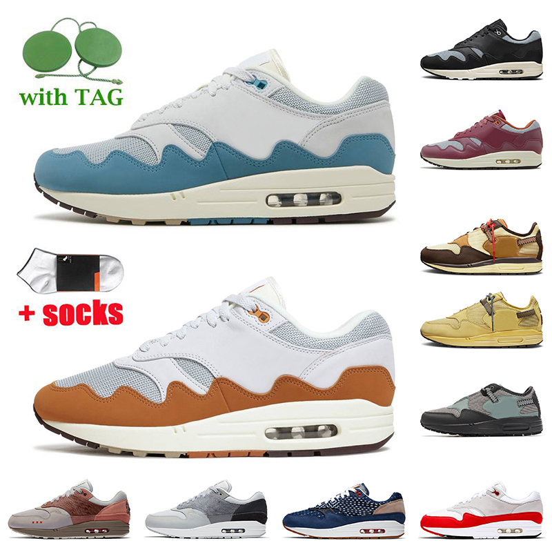 

2022 Patta 1 Waves Noise Aqua Monarch 1s Running Shoes Rush Maroon Black White 87 Women Mens Trainers Concepts Far Out Heavy Denim Olive Canvas Sneakers OG Anniversary, C24 bacon 36-45