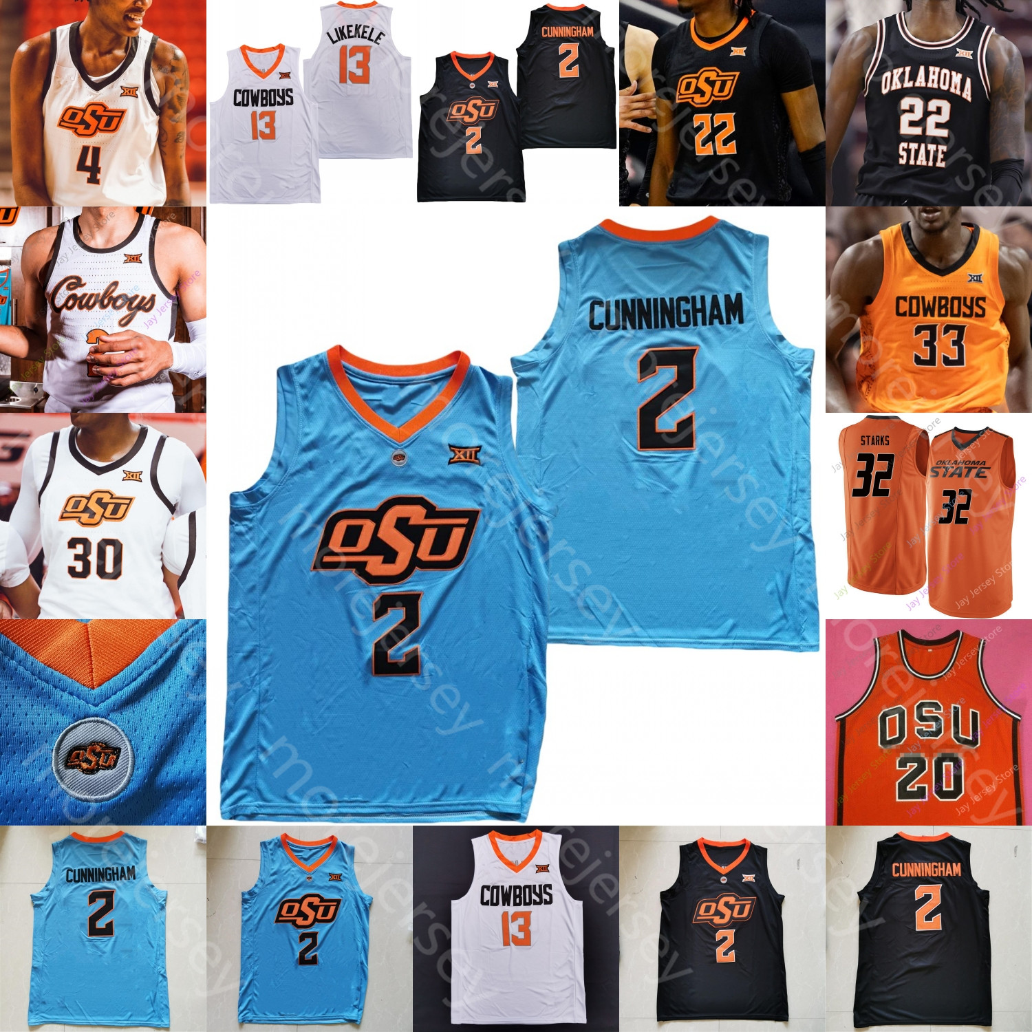 

OSU Basketball Jersey NCAA College Isaac Likekele Keylan Kalib Boone Avery Anderson III Cade Cunningham Bryce Thompson Moussa Cisse Williams Dziagwa McGriff, Black i