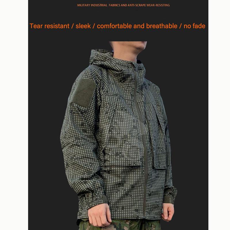 

Tactical Desert Night Camouflage Men' Open Zip Hooded Light Top Hunting Jackets, Yjmc