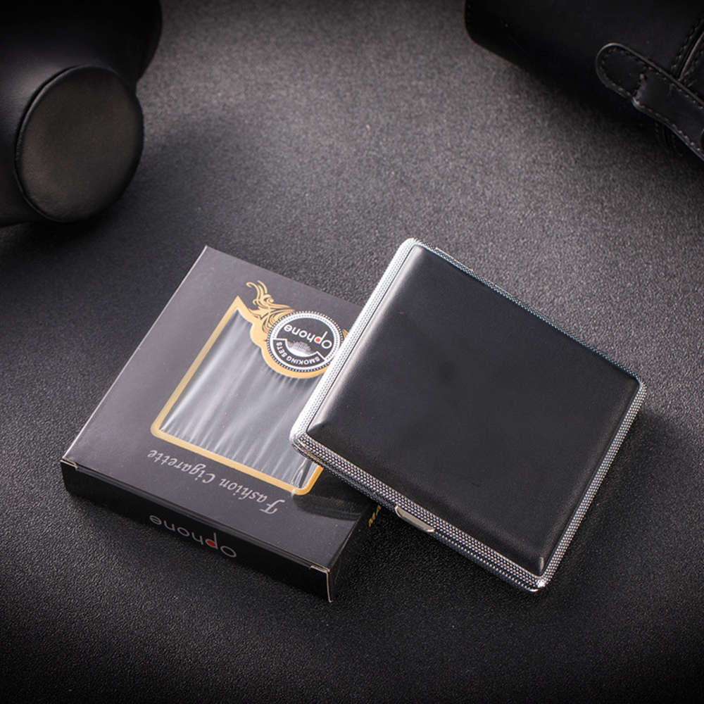 

Cigarette case 20 pieces of metal clip creative personality cigarette case moisture and pressure proof Leather Cigarette Case