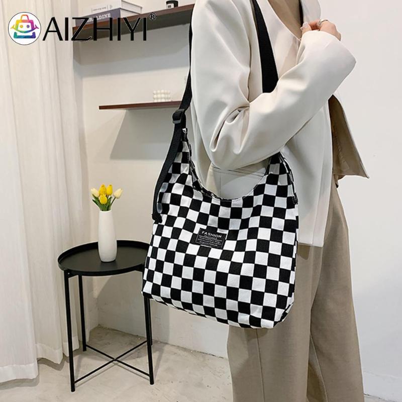 

Evening Bags Women Fashion Shoulder Bag Checker Leopard Pattern Crossbody Large Capacity Ladies Casual Messenger