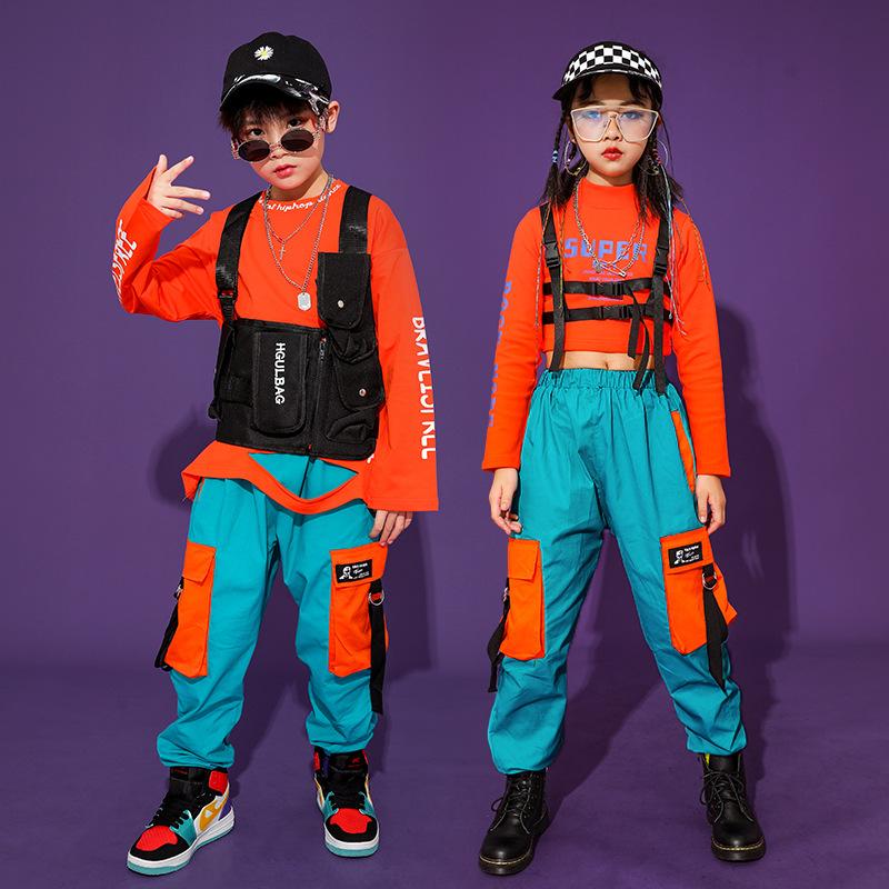 

Stage Wear Kids Festival Hip Hop Outfits Plaid Casual Pants Dancing Clothing For Girl Boys Carnival Jazz Dance Costume Clothes, Boys tops