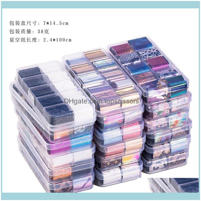 

Nail Salon Health & Beautynail Art Decorations 10 Colors/Kit 2.5*100Cm Sparkly Foils Stickers Transfer Sticker Laser Rose Gold Champagne Nai