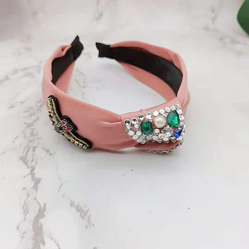 

Fashion Rhinestone Bees Headwear Hairband Headband For Women Wide Side Bohemia Turban Flower Hair Accessories, #5