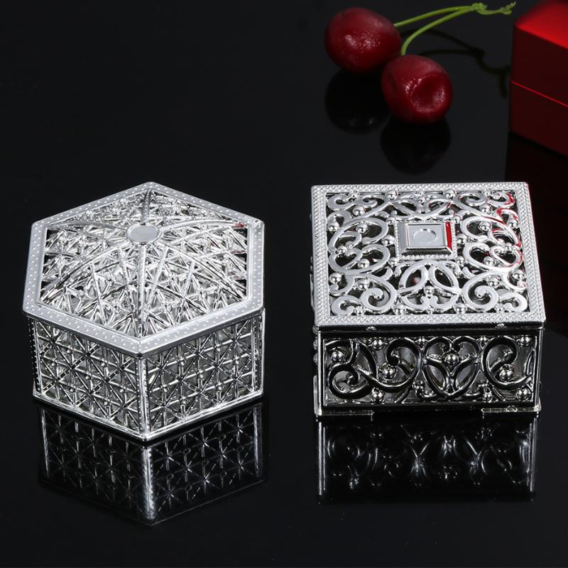 

Gift Wrap Candy Wedding Foil Storage Event Marriage Supply Box 9cmx4.5cm Baby Treat Party Mini Gold Cake Hollow Shower Favor