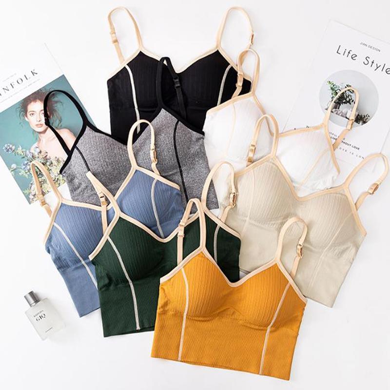 

Summer Female Sports Underwear Bra Bralette Brassiere Girls Tank Crop Top Seamless Sexy U-shaped Back Tube Tops Bustiers & Corsets, Red