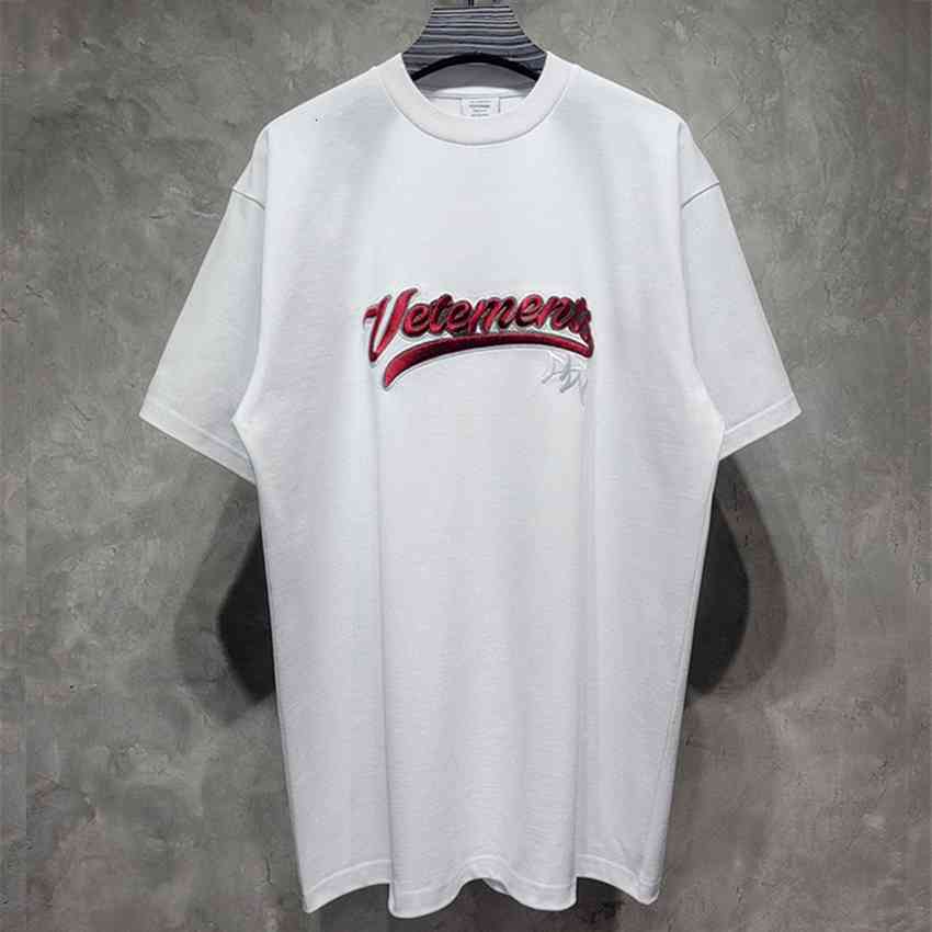 

Men's T-Shirts 2021ss sweet red vetements embroidered female male shirt 1:1 high quality t oversize vtm topos tag