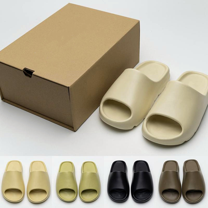 

2021 Top Slides Graffiti Bone Resin Desert Sand Designer Slippers Fashion Earth Brown Flat Slide Flip Flops Men Women Beach Causal Sandals size 35-47, Shoe box
