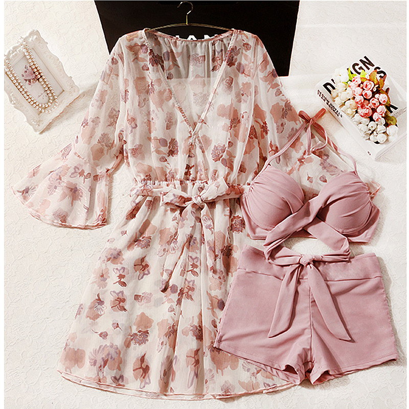 swimwear Swimsuit women&#039;s 2021 New South Korea ins spa cover belly show thin split three piece set sexy gathered bikini-image-677474721