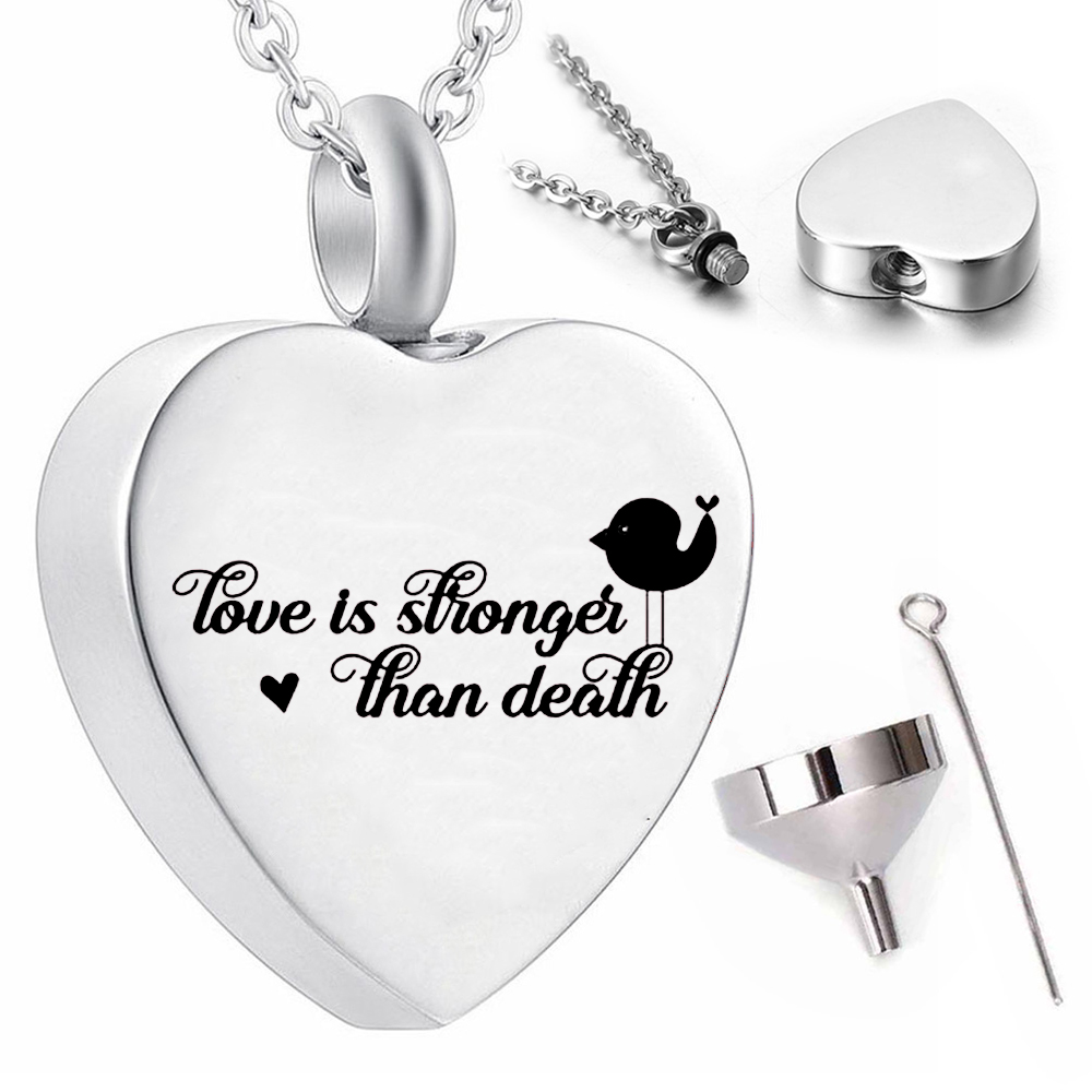 

Cremation jewelry for ashes pendant necklaces heart-shaped bird ashes urn keepsake commemorative pet-Love is stronger than death